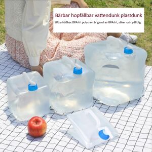 Tbutik Bærbar sammenklappelig vandbeholder Plastbeholder Vandbeholdere Vandpose Vandbeholder med vandhane 10L/15L/20L 2 stk.