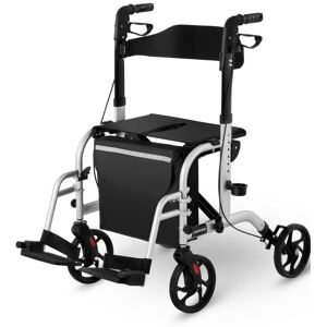 Uniprodo Rollator-kørestol 2-i-1 - sølv - 136 kg