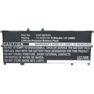 CoreParts Laptop-batteri til Sony 47Wh Li-Pol 15V 3150mAh Sort, SVF14N16CW, SVF14N26CW, SVF15N13CW, SVF15N18PW, VAIO Fit 14A, VAIO Fit 15