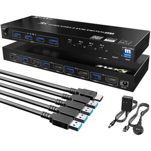 Shoppo Marte KVM401A 4 Ports USB 3.0 Shared Device HDMI KVM Switch HUB Shared Converter(Black)