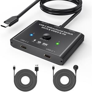 High Discount 2-vejs Data Video Switcher 2-i-1 Usb C Selector 8k 10gbps HD Splitter