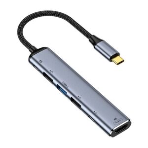 Shoppo Marte Y004 6 in 1 USB-C/Type-C to HDMI+USB 3.1+Dual USB 2.0+Dual USB-C/Type-C Interface Multifunctional Adapter
