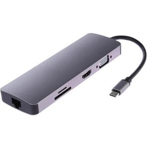 Shoppo Marte WS-11 8 in 1 Type-C to HDMI + VGA + SD + TF + RJ45 + PD + 2 x USB3.0 HUB Adapter Converter