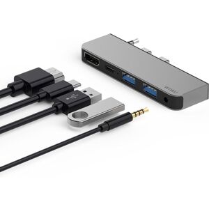 WIWU Alpha M X Pro 5 In 1 USB 3.0 x2 + HDMI + 3.5mm Audio Jack + Type-C / USB-C Multi-function HUB Docking Station