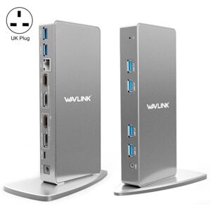 WAVLINK WL-UG69DK7 Laptops Type-C Universal Desktop Docking Station Aluminum Alloy HUB Adapter(UK Plug)