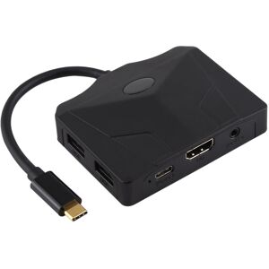 Shoppo Marte V178B USB-C / Type-C to USB 3.0 x 3 + USB-C / Type-C + HDMI + Audio Port + SD / TF Card Reader Multi-function HUB Adapter