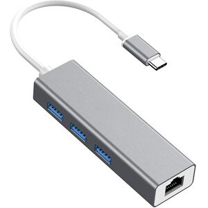 Shoppo Marte USB-C / Type-C to Fast Ethernet RJ45 & 3 x USB 3.0 Adapter Converter HUB(Grey)