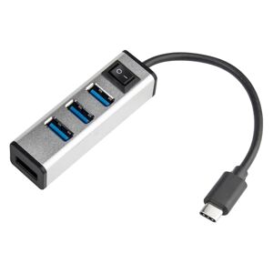 Shoppo Marte USB-C / Type-C to 4 USB 3.0 Ports Aluminum Alloy HUB with Switch (Silver)