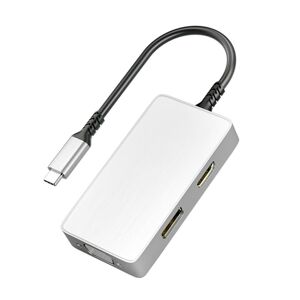 ULT-unite 5 in 1 USB-C / Type-C to 3.5mm Audio + VGA + DP + HDMI + PD Port Multifunctional HUB Adapter(White)