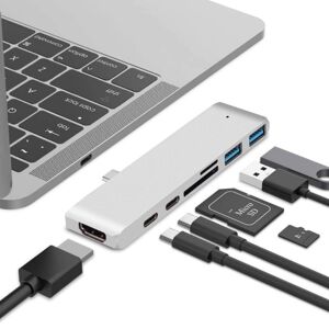 Shoppo Marte TYPE-C To 4K HDMI HUB Docking Station TF/SD Card Reader For MacBook Pro(Silver)