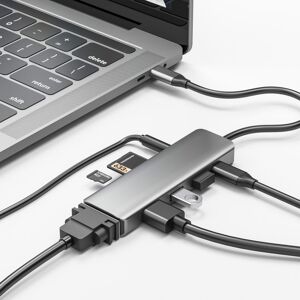 Shoppo Marte TS08 8 in 1 PD + HDMI + VGA + AUX + USB3.0 + USB2.0 + SD + TF to USB-C / Type-C HUB Adapter