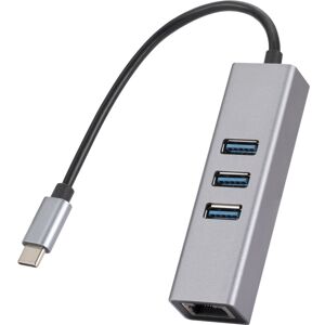 Shoppo Marte SL-030 USB-C / Type-C to Gigabit Ethernet RJ45 & 3 x USB 3.0 Adapter Converter HUB(Grey)