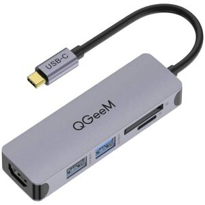 QGeeM QG-UH05-4 5 In 1 TYPE-C Extension HUB Adapter Compatible with SD/TF Reader(5-port)