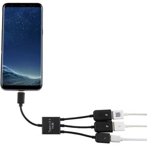 Shoppo Marte Portable USB-C / Type-C Male to Dual USB Ports Female + Micro USB Female Mini Cable Hub Splitter Adapter