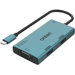 Onten M206 4K 60Hz 4 in 1 Type-C to Dual HDMI + VGA + 3.5mm Video Converter Adapter