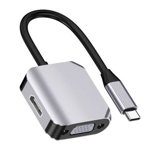 Shoppo Marte HW-6002 2 In 1 Type-C / USB-C to HDMI + VGA Adapter Converter(Grey)