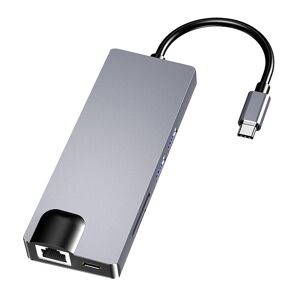 Shoppo Marte HW-TC12 8 In 1 Type-C / USB-C Multifunctional Extension HUB Adapter Hdmi / Vga Hub Card Reader + Network Card