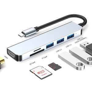 ENKAY Hat-Prince 6 in 1 Type-C to 4K HDMI Docking Station Adapter USB-C Hub SD/TF Card Reader