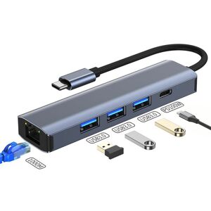 Shoppo Marte BYL-2302 5 in 1 USB-C / Type-C to USB Multifunctional Docking Station HUB Adapter with 1000M Network Port