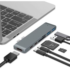 Shoppo Marte 7 In 1 100W USB 3.1 To 20VPD+Card Reader Data+HUB+HDMI 4K Converter(Gray)