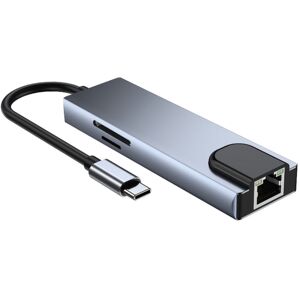 Shoppo Marte 6 in 1 Type-C to HDMI + RJ45 + SD / TF + PD + USB HUB Adapter