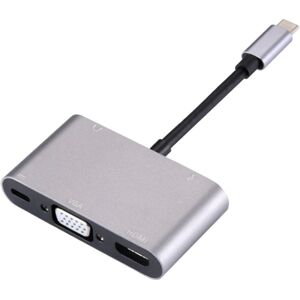 Shoppo Marte 5 in 1 Type-C To HDMI + VGA + USB 3.0 + Audio Port + PD Port HUB Adapter(Grey)