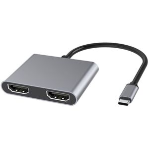 Shoppo Marte 4 in 1 Multifunction USB-C / Type-C to PD USB-C / Type-C +USB 3.0+Dual HDMI HUB Docking Station (Grey)