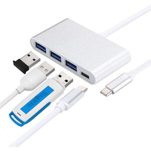 Shoppo Marte 4 in 1 3 x USB 3.0 Ports & USB-C / Type-C Female to USB-C / Type-C Male Hub Splitter Adapter(Silver)