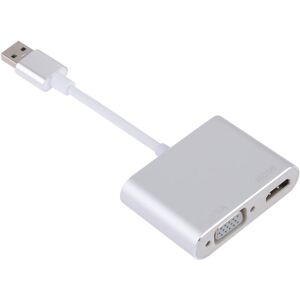 Shoppo Marte 2 in 1 USB 3.0 to HDMI + VGA Adapter(Silver)