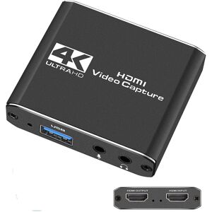 NÖRDIC Videooptagelsesadapter HDMI-udgang 4K 30Hz HDMI med Loop-mikrofon og lydudgang HDMI Signal Loop Out