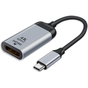 NÖRDIC USBC til HDMI 4K 60Hz adapter 10cm plads grå aluminium support HDCP1.4 og 2,2 Pure kobber 99,99%