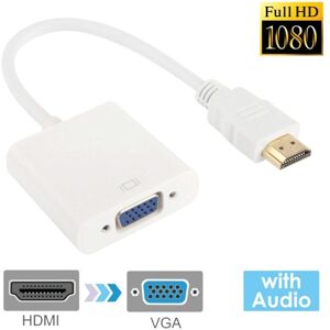 Shoppo Marte 24cm Full HD 1080P HDMI to VGA + Audio Output Cable for Computer / DVD / Digital Set-top Box / Laptop / Mobile Phone / Media Player(White)