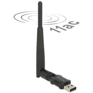 DeLOCK wireless USB network card, external antenna, 802.11ac, black