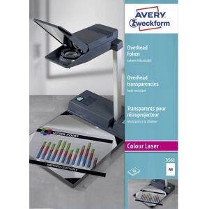 Avery Zweckform OHP Laserfolie 3561 Overhead-projektor-folie DIN A4 Laserprinter, Farvelaserprinter, Kopimaskine, Farve