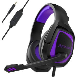 Sades Anivia MH602 3,5 mm kablet gamingheadset med mikrofon (sort lilla)