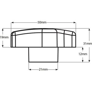 Rencol M10 female thermoplastic lobe knob (zinc insert)