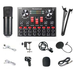 Shoppo Marte V8S Sound Card Mobile Phone Computer Anchor Live K Song Recording Microphone, Specification:V8S  + Black Bet BM700 Set