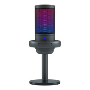 NSF USB mikrofon til optagelse og streaming på pc og Mac,Headphone output og touch-mute knap RGB hypercardioid mikrofon