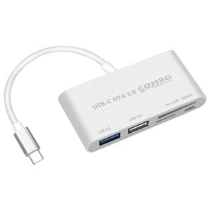 Shoppo Marte COMBO T-693 5 in 1 USB-C / Type-C to SD / TF / Micro SD Card Slot + USB 3.0 + USB 2.0Ports OTG HUB Card Reader(Silver)