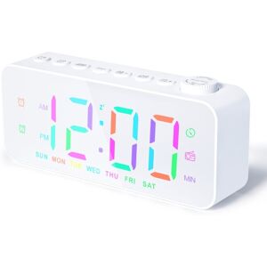 Shoppo Marte RGB Color Changing LED Digital Alarm Clock with FM Radio Built-in 8 Natural Music(White)