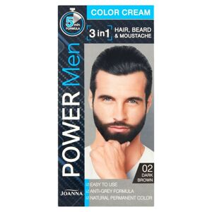Joanna Power Men Color Cream 3i1 skæg og overskæg hårfarve 02 Mørkebrun 30g