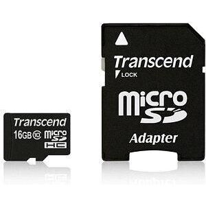 Transcend, 16GB, microSDHC, Class 10, UHS-I, 90MB/s med adapter