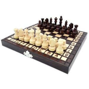 Amazinggirl Skakspil skak skakbræt træ af høj kvalitet - Skakbrætsæt foldbart med skakbrikker stort til børn og voksne 21x21 cm