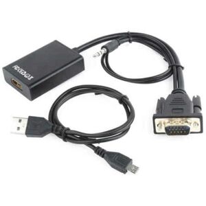 VGA til HDMI-adapter med lyd GEMBIRD A-VGA-HDMI-01 Sort