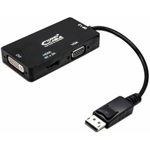 DisplayPort til VGA/DVI/HDMI-adapter 3 en 1 NANOCABLE 10.16.3301-BK Sort