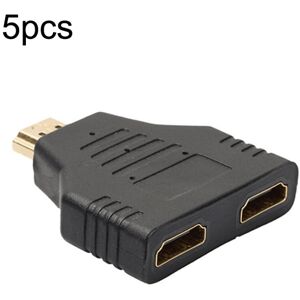 Shoppo Marte 5pcs HDMI Male To 2 HDMI Female Adapter HD Computer Conversion Transformation Plug(Black)