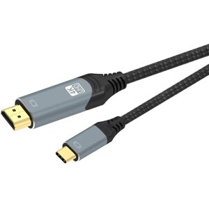 NÖRDIC 3m USBC til HDMI 4K 60Hz nylonflettet kabel rumgrå støtte til HDCP1.4 og 2.2 Ren kobber 99,99%