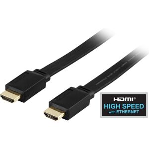 Deltaco Flat Hdmi Cable, Hdmi High Speed W/ Ethernet, 4k, 2m, Black