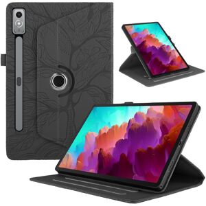 My Store For Lenovo Tab P12 / Xiaoxin Pad Pro 12.7 Tree Life Embossed Rotation Leather Tablet Case(Black)