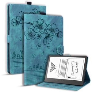 My Store For Amazon Kindle Scribe 10.2 2022 Cartoon Sakura Cat Embossed Smart Leather Tablet Case(Green)